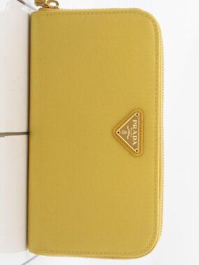Prada Saffiano Leather Zip-Around Long Wallet – Sole Yellow